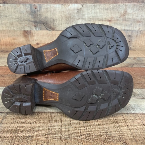 Timberland Alyse Brown Leather Chunk Heel Square Toe Boot - Picture 8 of 8